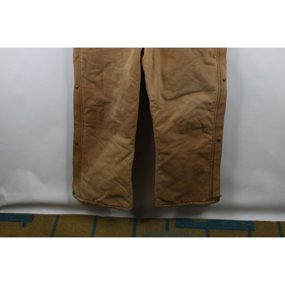 Vtg 80s Carhartt Mens 44S Distressed Quilted Canvas Insulated Coveralls Bibs USA - Picture 5 of 16